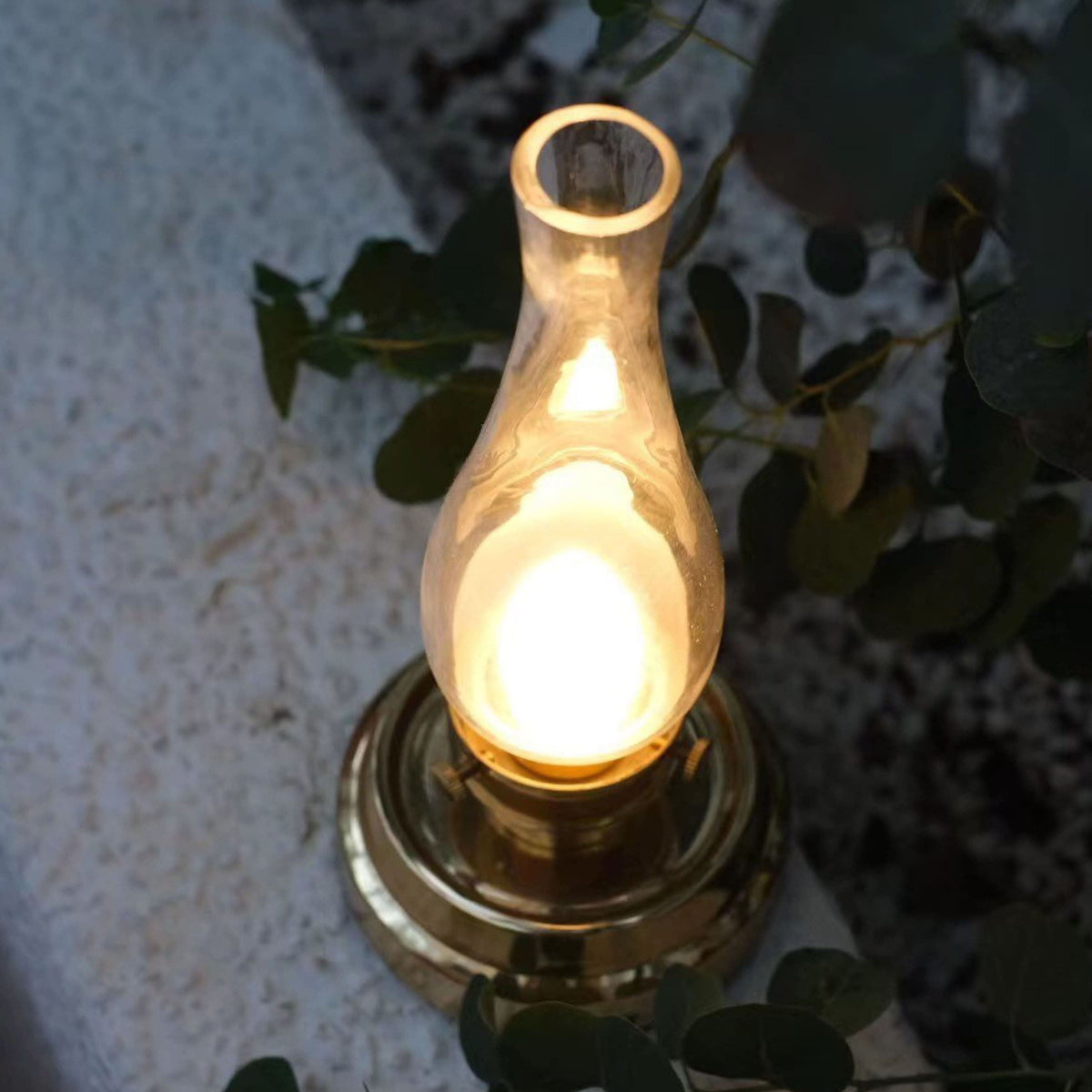 Cordless Brass Oil-Style LED Lantern