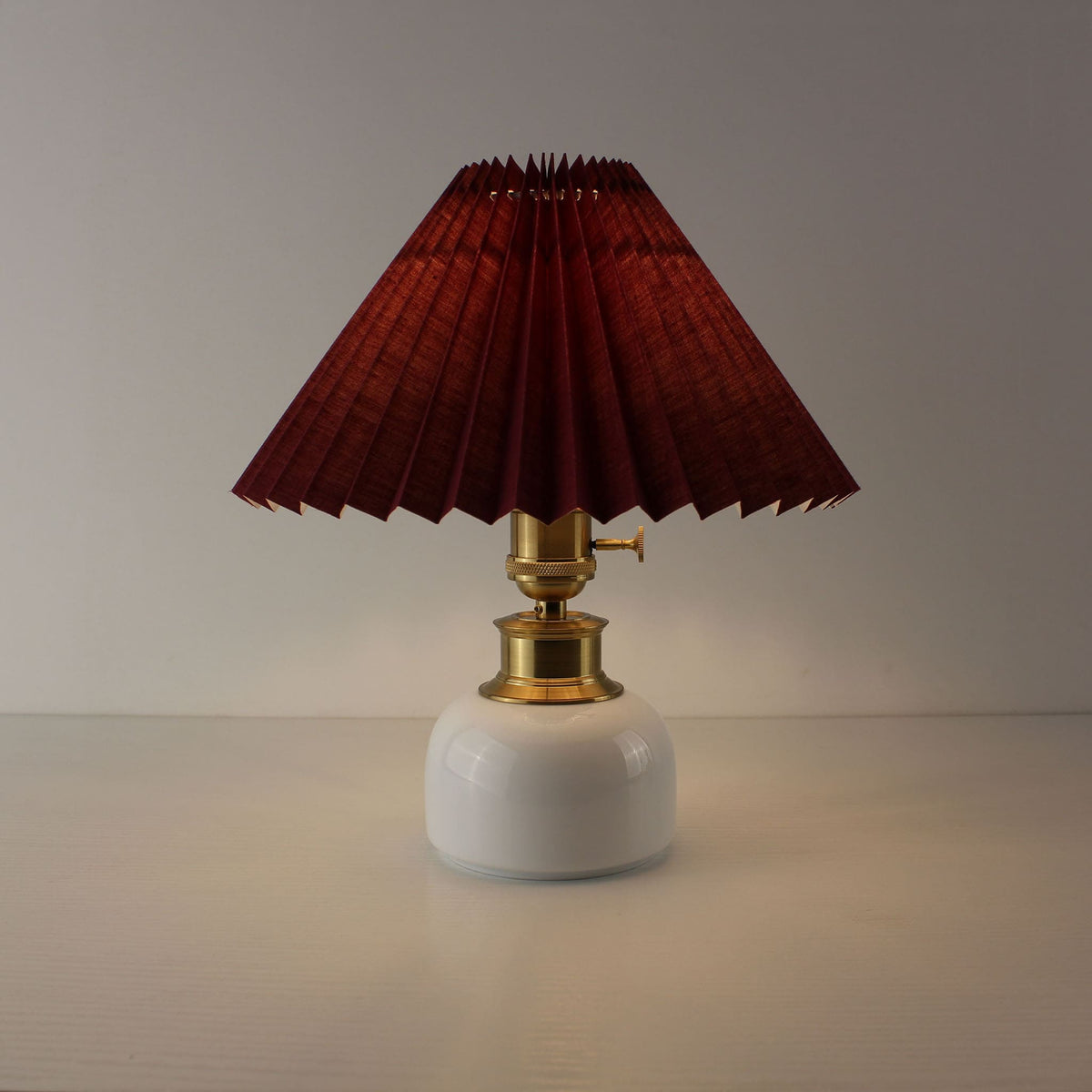 Vintage Cordless Ceramic Pot Table Lamp with Pleated Shade