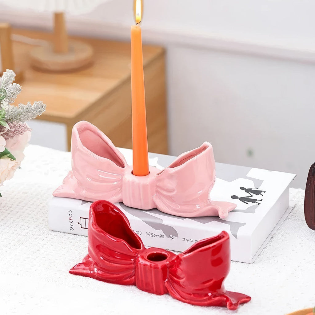 Ceramic Bow-Shaped Candle Holder