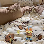 Coffee Time Embroidery Bedding Duvet Cover Set
