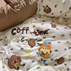 Coffee Time Embroidery Bedding Duvet Cover Set
