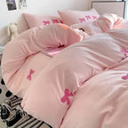 Cute Embroidered Bows Coquette Bedding Set
