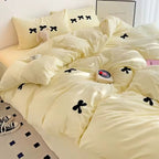 Cute Embroidered Bows Coquette Bedding Set