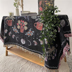 Floral Moon Phases Woven Throw Blanket