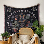 Floral Moon Phases Woven Throw Blanket
