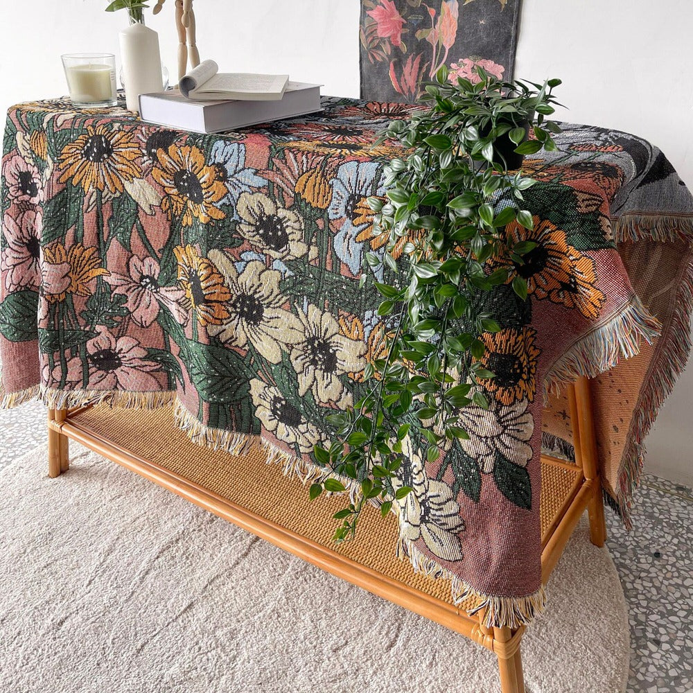 Mountain Flowers Woven Throw Blanket