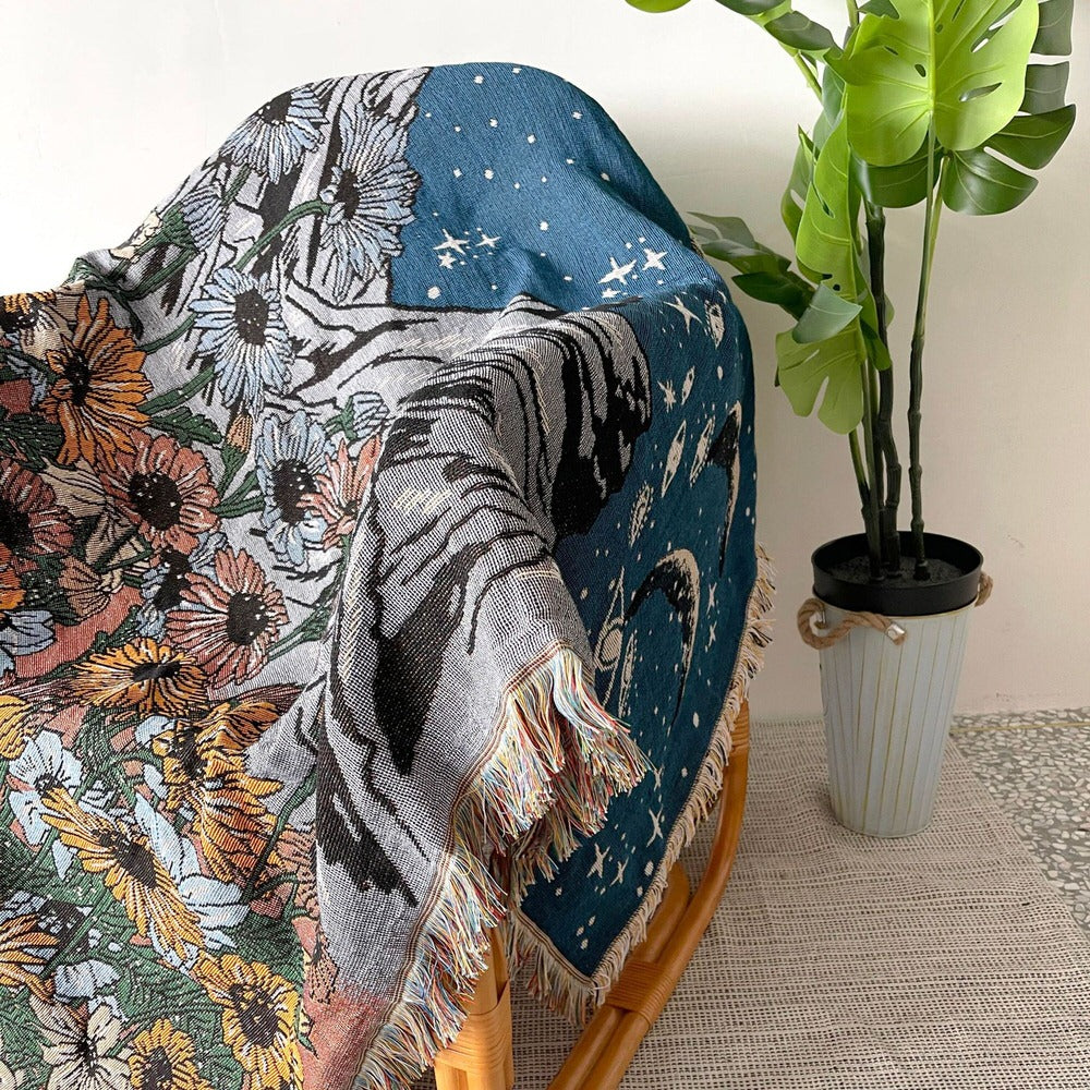 Mountain Flowers Woven Throw Blanket