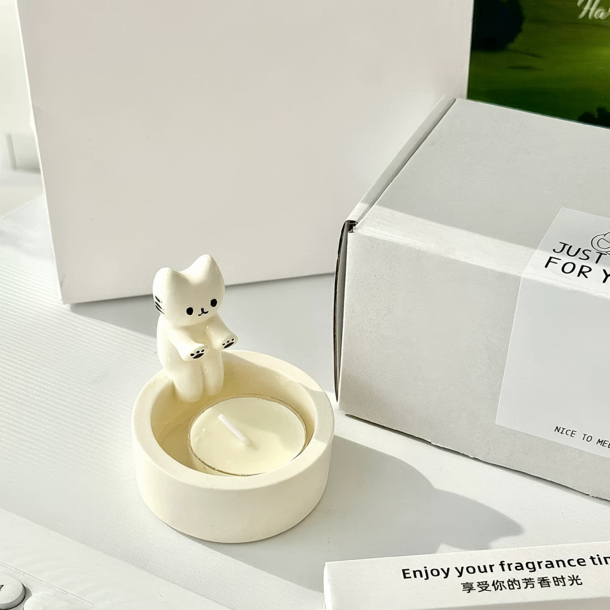 Hand-Warming Cat Candle Holder