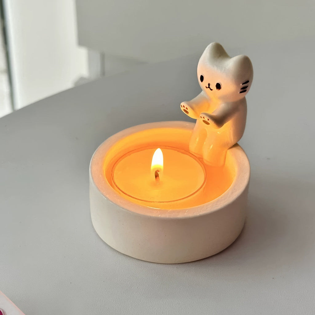 Hand-Warming Cat Candle Holder