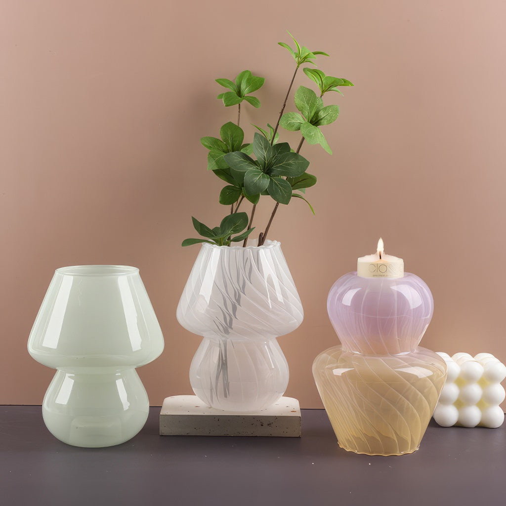 Cute Mushroom Glass Vase