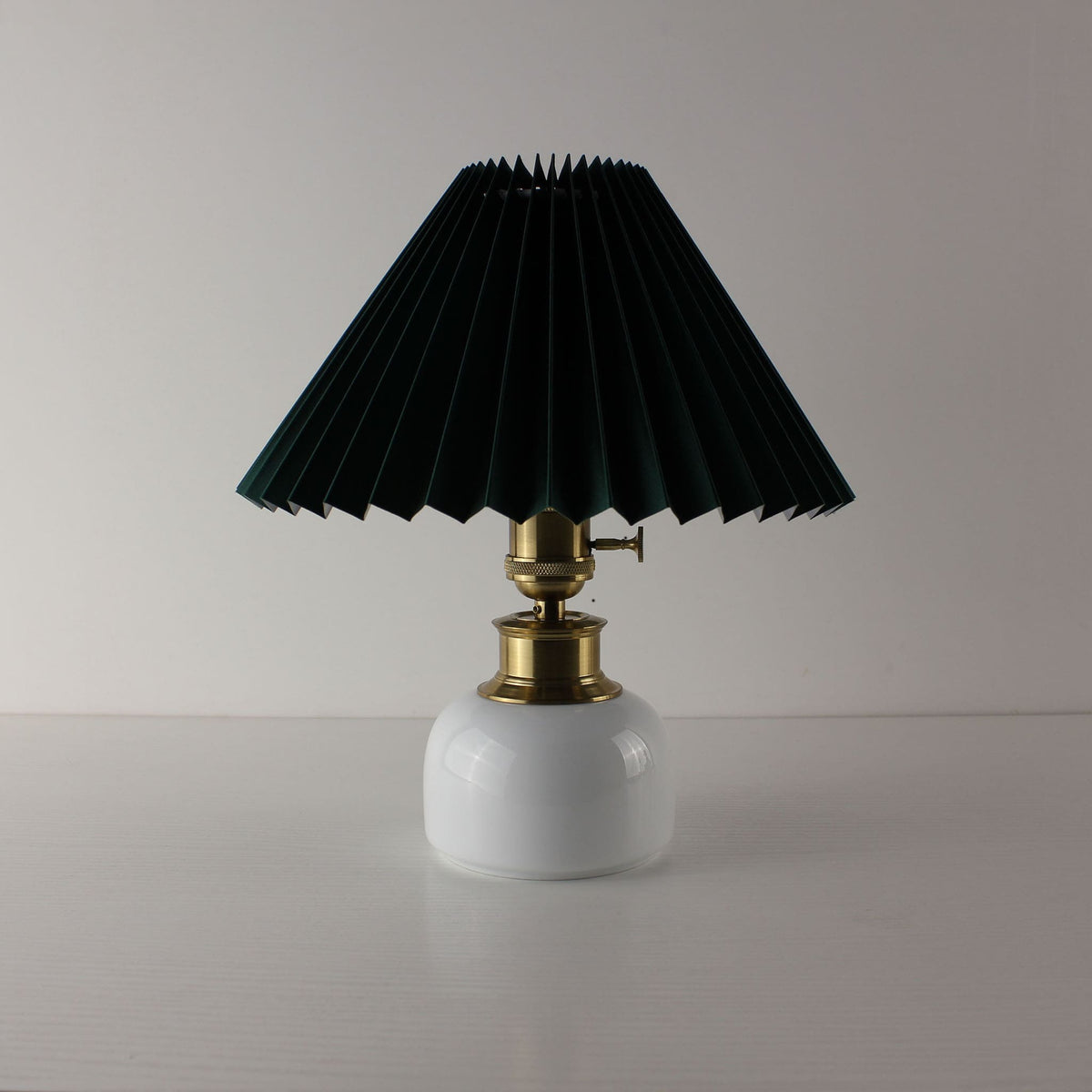 Vintage Cordless Ceramic Pot Table Lamp with Pleated Shade