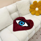 Dark Red Eye Heart Tufted Rug