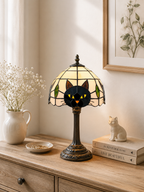 TiffanyCat Stained Glass Table Lamp — Vintage Cat Decor