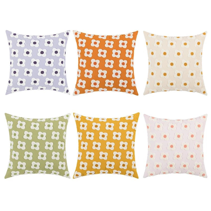 Embroidered Daisies Cushion Cover