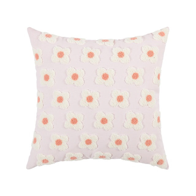Embroidered Daisies Cushion Cover