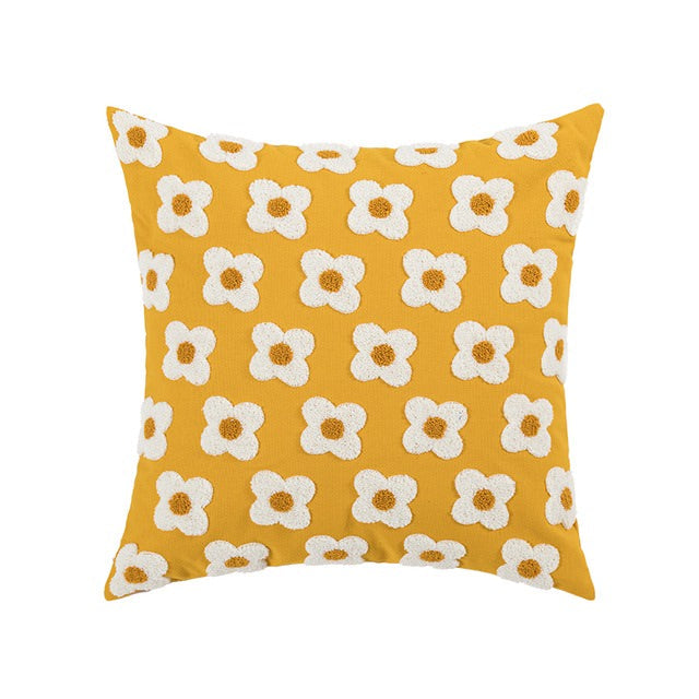 Embroidered Daisies Cushion Cover