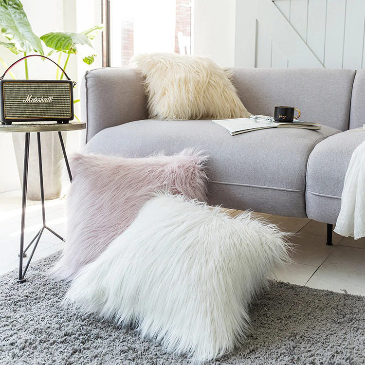 Dusty Faux Fur Cushion Cover