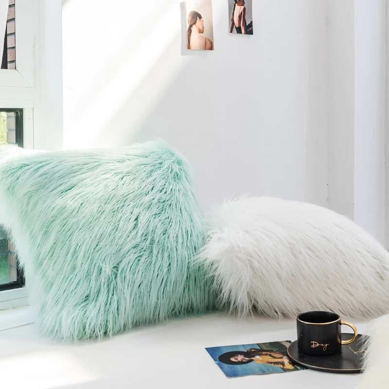 Dusty Faux Fur Cushion Cover
