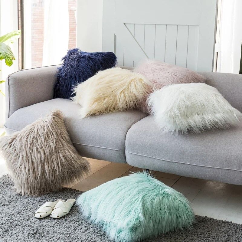Dusty Faux Fur Cushion Cover