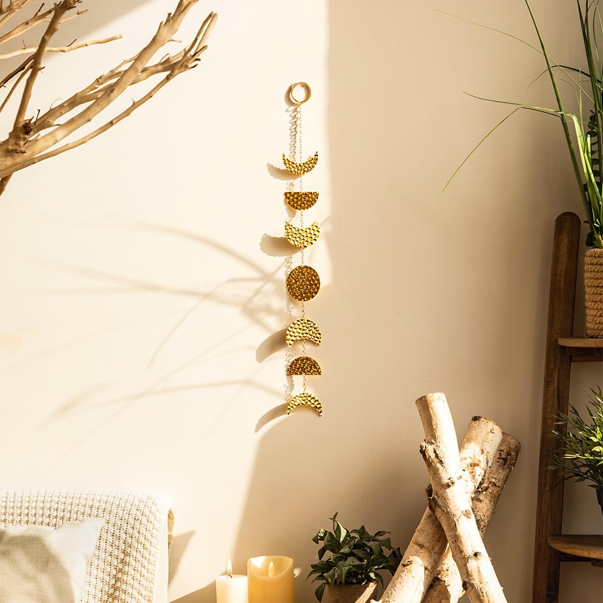 Forged Gold Vertical Moon Phases Wall Decor