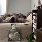 French Aesthetic Vintage Brown Flowers Bedding Set