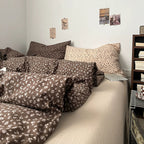 French Aesthetic Vintage Brown Flowers Bedding Set