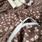 French Aesthetic Vintage Brown Flowers Bedding Set