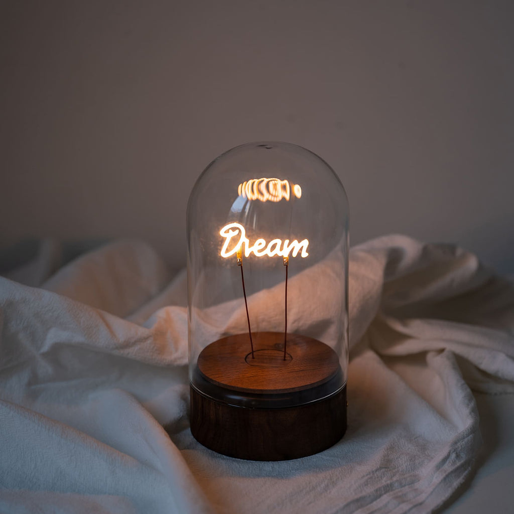 Rechargeable Glass Dome Text Edison Lamp