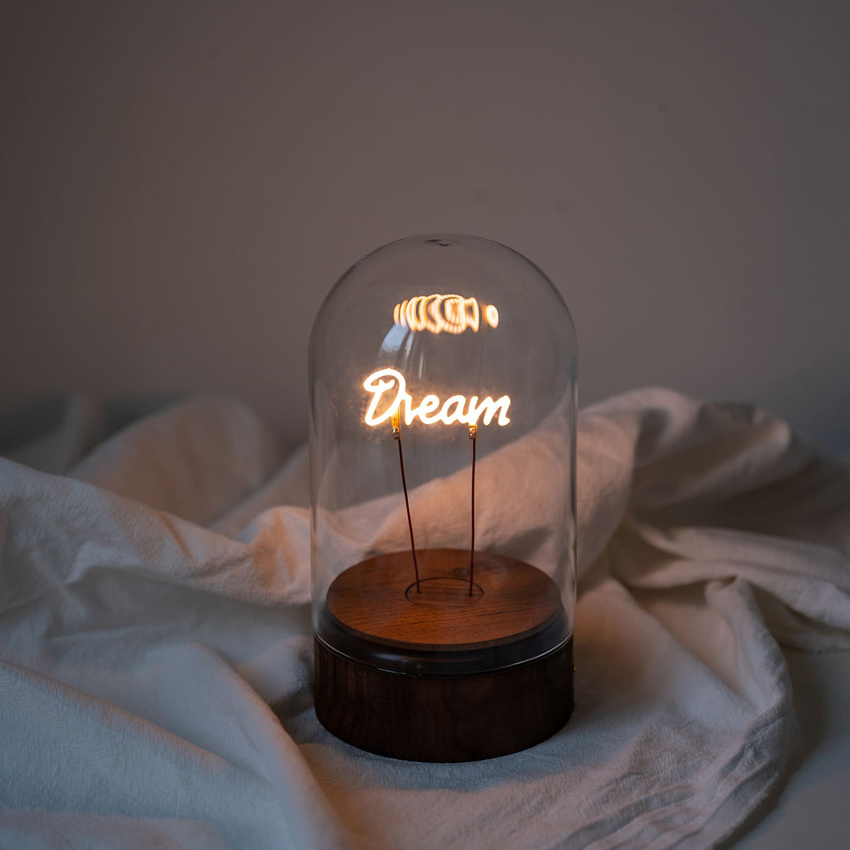 Rechargeable Glass Dome Text Edison Lamp