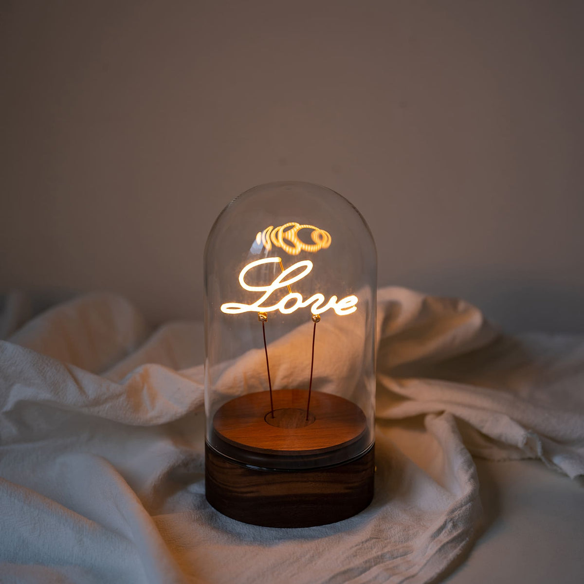 Rechargeable Glass Dome Text Edison Lamp