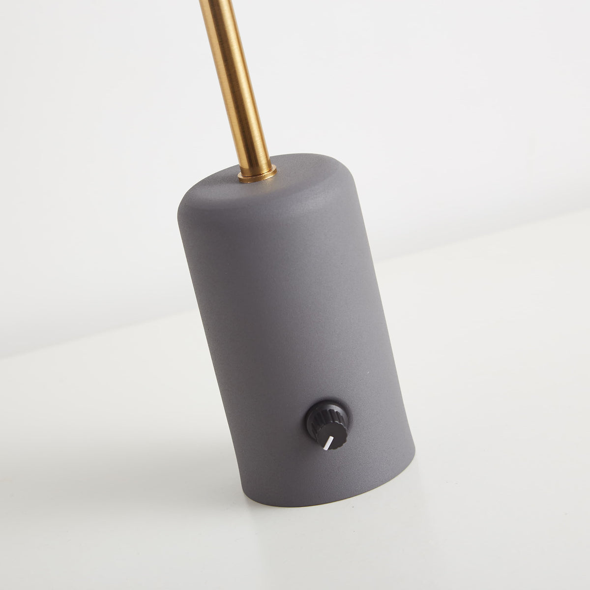 Small Cordless Table Lamp with Gray Base and Pleated Shade