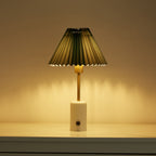 Compact Cordless Table Lamp with Pleated Shade