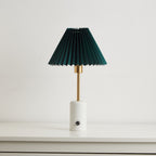 Compact Cordless Table Lamp with Pleated Shade