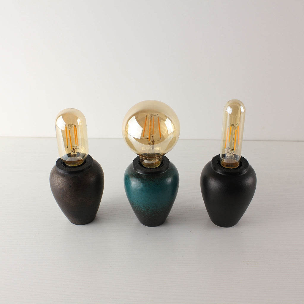 Wabi-Sabi & Zen Cordless Ceramic Edison Table Lamp for Bar & Bistro