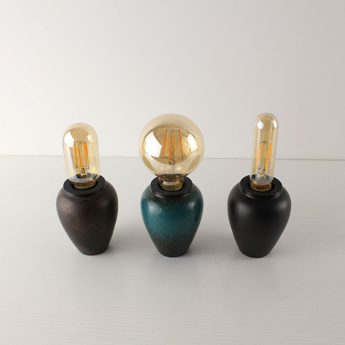 Wabi-Sabi & Zen Cordless Ceramic Edison Table Lamp for Bar & Bistro