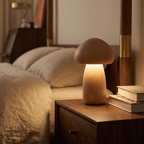 Wooden Mushroom Night Lamp in a cozy home