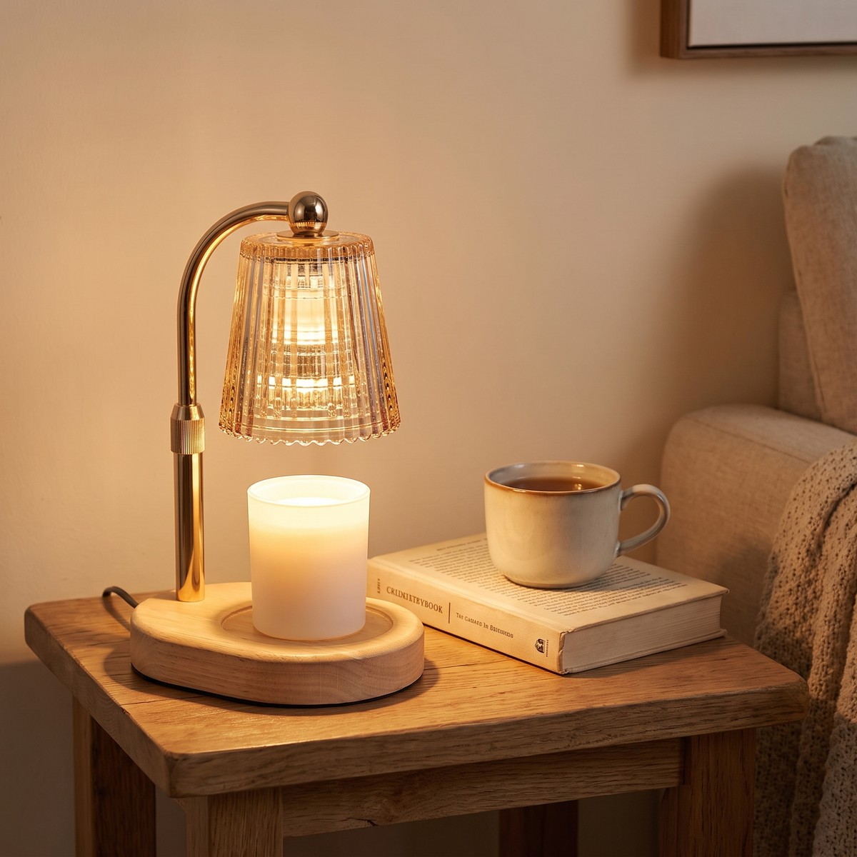 Candle Warmer Lamp with Timer in a cozy home