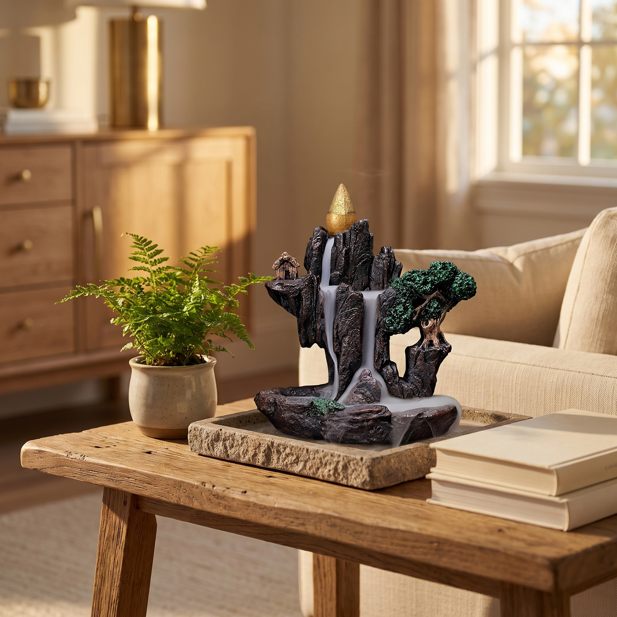 Mountain River Incense Waterfall in a cozy home