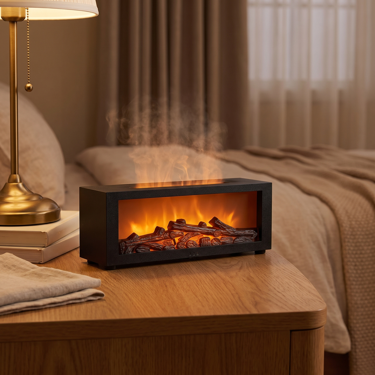 Flame Effect Aroma Diffuser in a cozy home