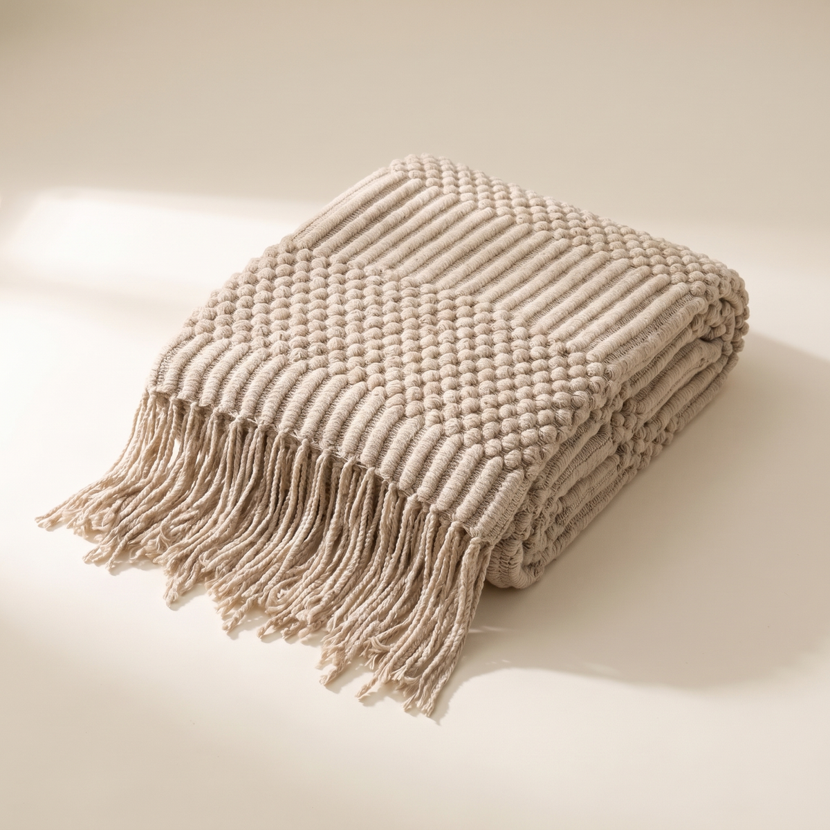 Chunky Knit Throw with Tassels
