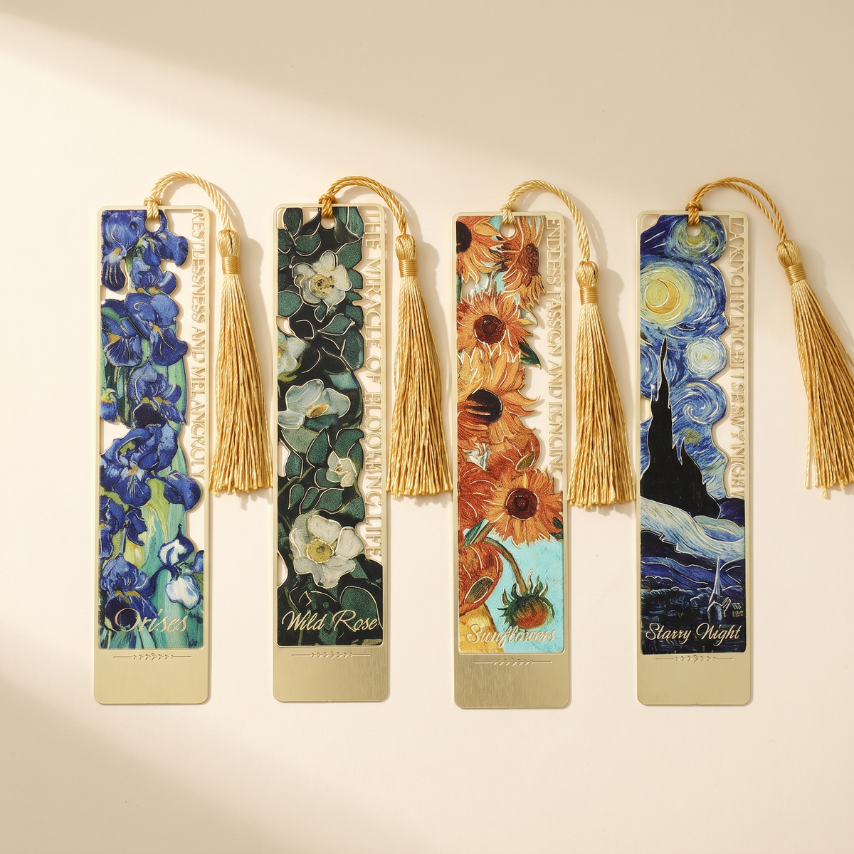 Literary Flower Metal Bookmarks, Set of 4