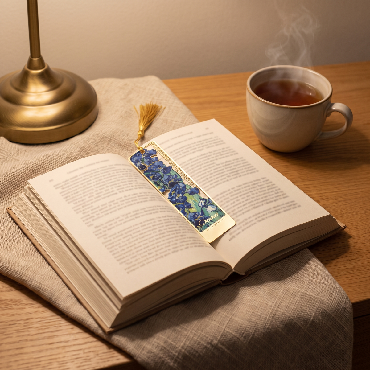 Literary Flower Metal Bookmarks, Set of 4 in a cozy home