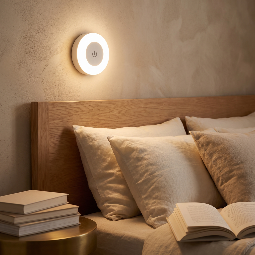 Round Magnetic Wall Light in a cozy home