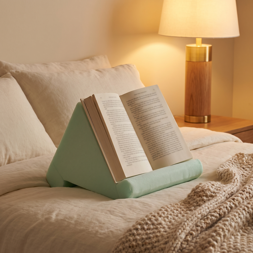 Pillow Stand for Books & Tablets in a cozy home