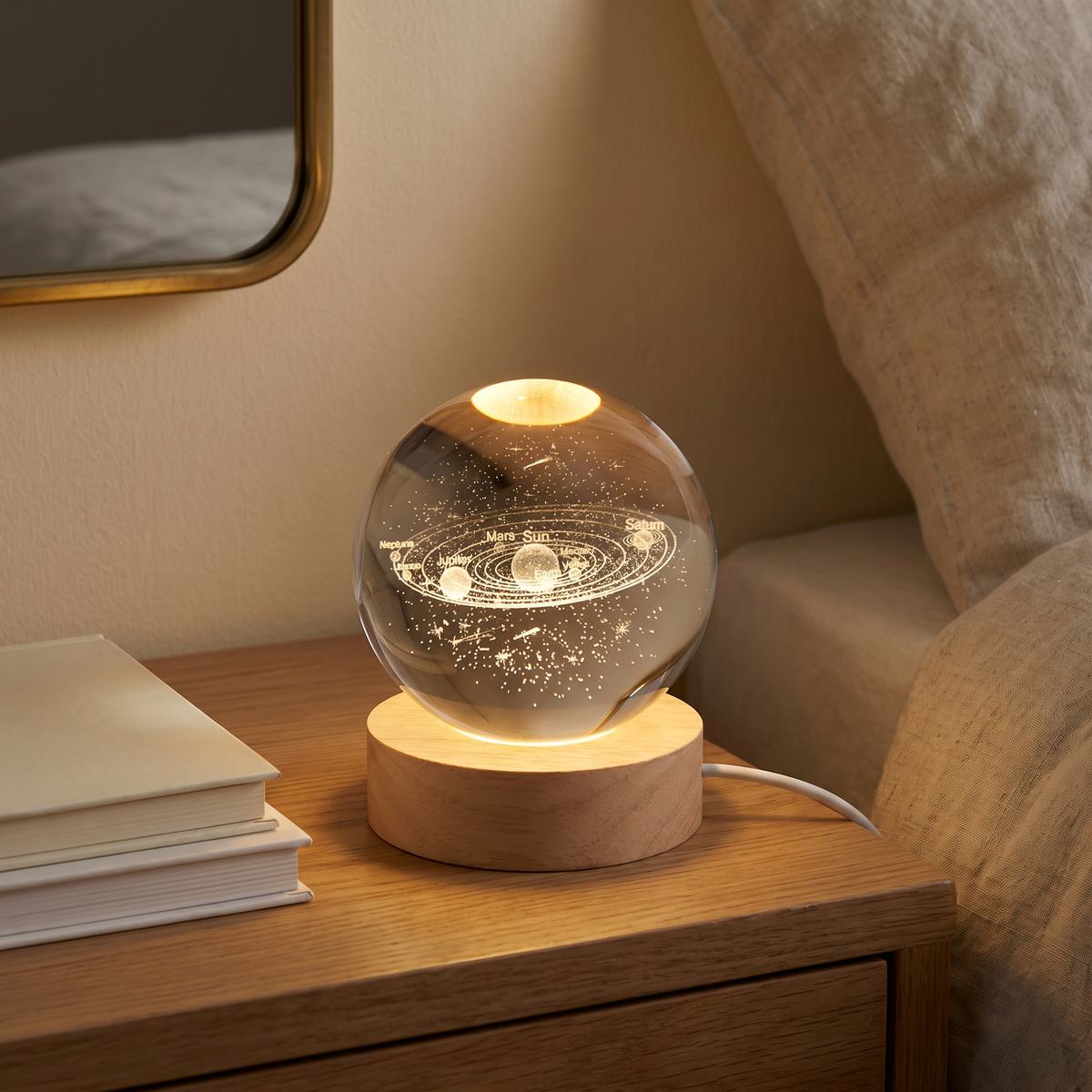 Crystal Ball Night Light, 2 in in a cozy home