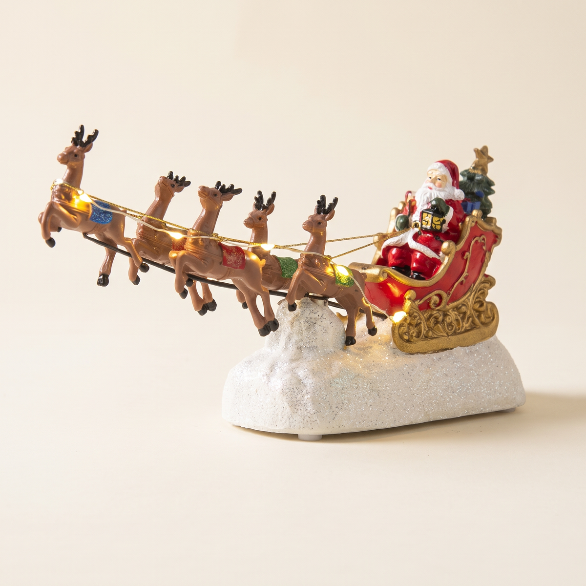 Santa's Sleigh with Reindeer, Light-Up
