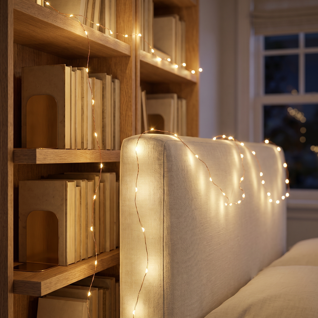 Copper Wire Fairy Lights, Warm White in a cozy home