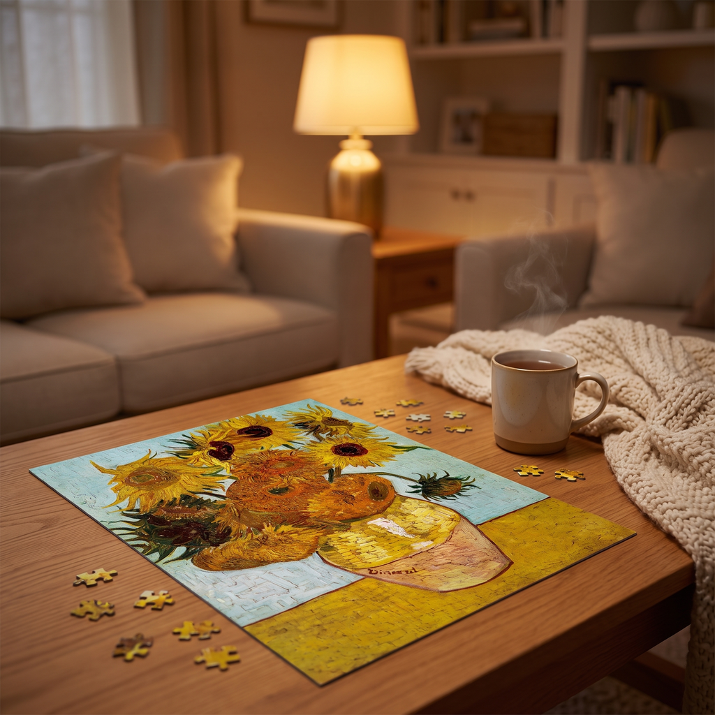 1000-Piece Puzzle: Van Gogh, Sunflowers in a cozy home