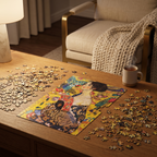 1000-Piece Puzzle: Klimt, Lady with a Fan in a cozy home