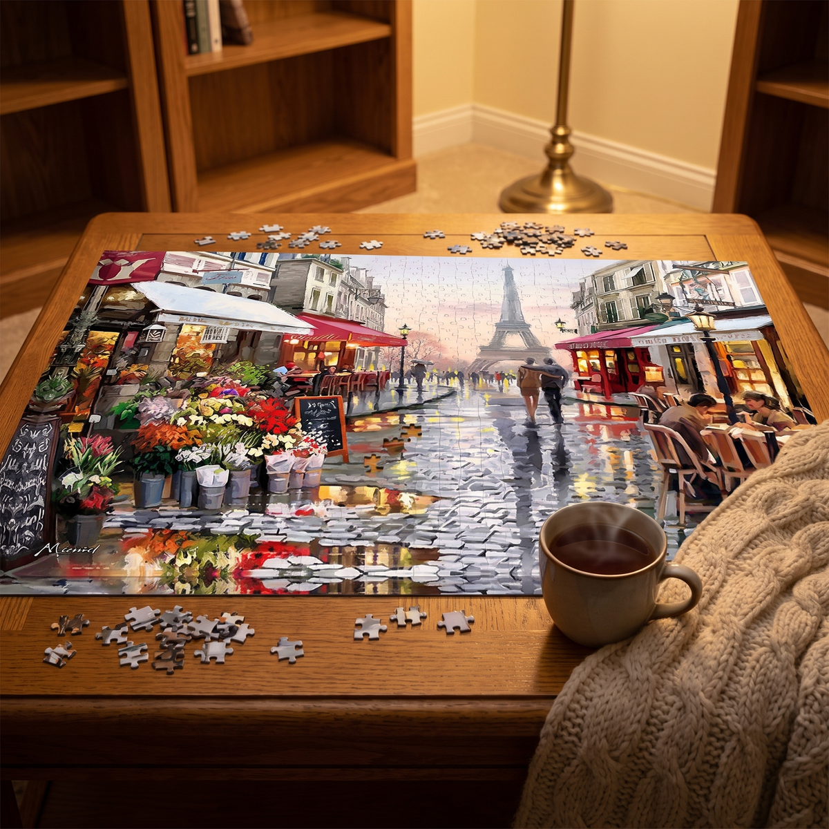1000-Piece Puzzle: Paris Street in a cozy home